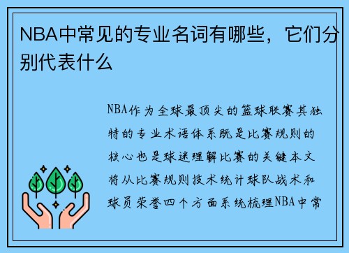 NBA中常见的专业名词有哪些，它们分别代表什么